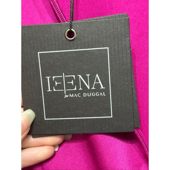 NWT Ieena For MAC DUGGAL High Neck Lined Magenta 3/4 Sleeve Midi Dress Women's 6 - Picture 5 of 14